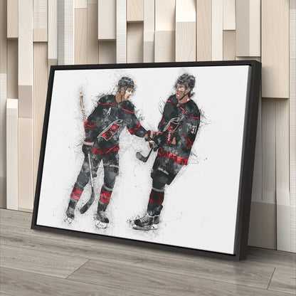 Sebastian Aho & Andrei Svechnikov Canvas Art – Carolina Hurricanes Wall Decor