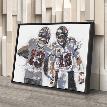 Mike Evans & Tom Brady Canvas Art – Tampa Bay Buccaneers Wall Decor