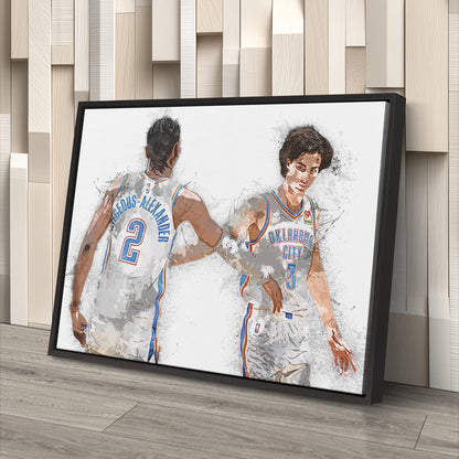 Shai Gilgeous-Alexander & Josh Giddey Canvas Art – Oklahoma City Thunder Wall Decor