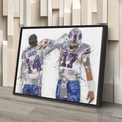 Josh Allen & Stefon Diggs Canvas Art – Buffalo Bills Wall Decor