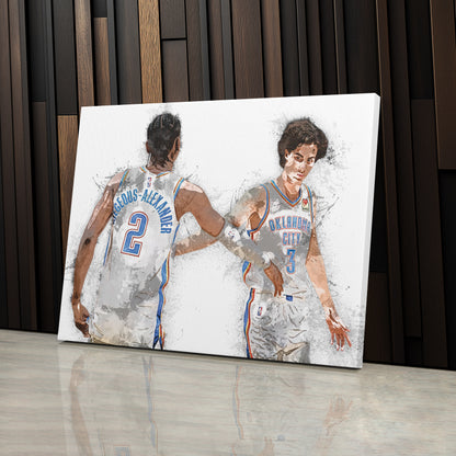 Shai Gilgeous-Alexander & Josh Giddey Canvas Art – Oklahoma City Thunder Wall Decor