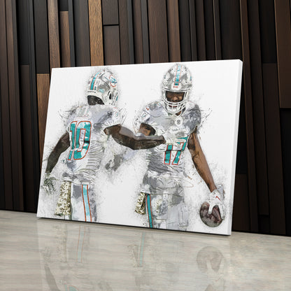 Tyreek Hill & Jaylen Waddle Canvas Art – Miami Dolphins Wall Decor