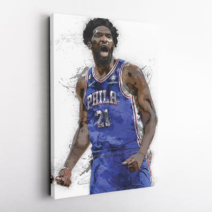 Joel Embiid Canvas Art – Philadelphia 76ers Wall Decor