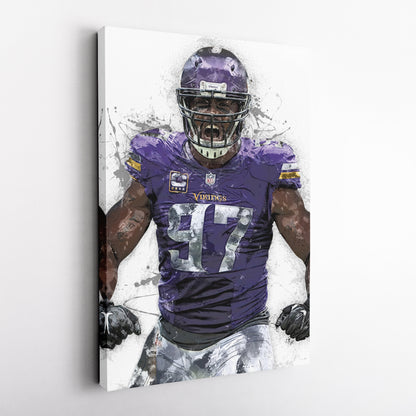 Everson Griffen Canvas Art – Minnesota Vikings Wall Decor