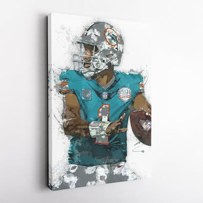 Tua Tagovailoa Canvas Art – Miami Dolphins Wall Decor