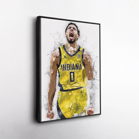 Tyrese Haliburton Canvas Art – Indiana Pacers Wall Decor