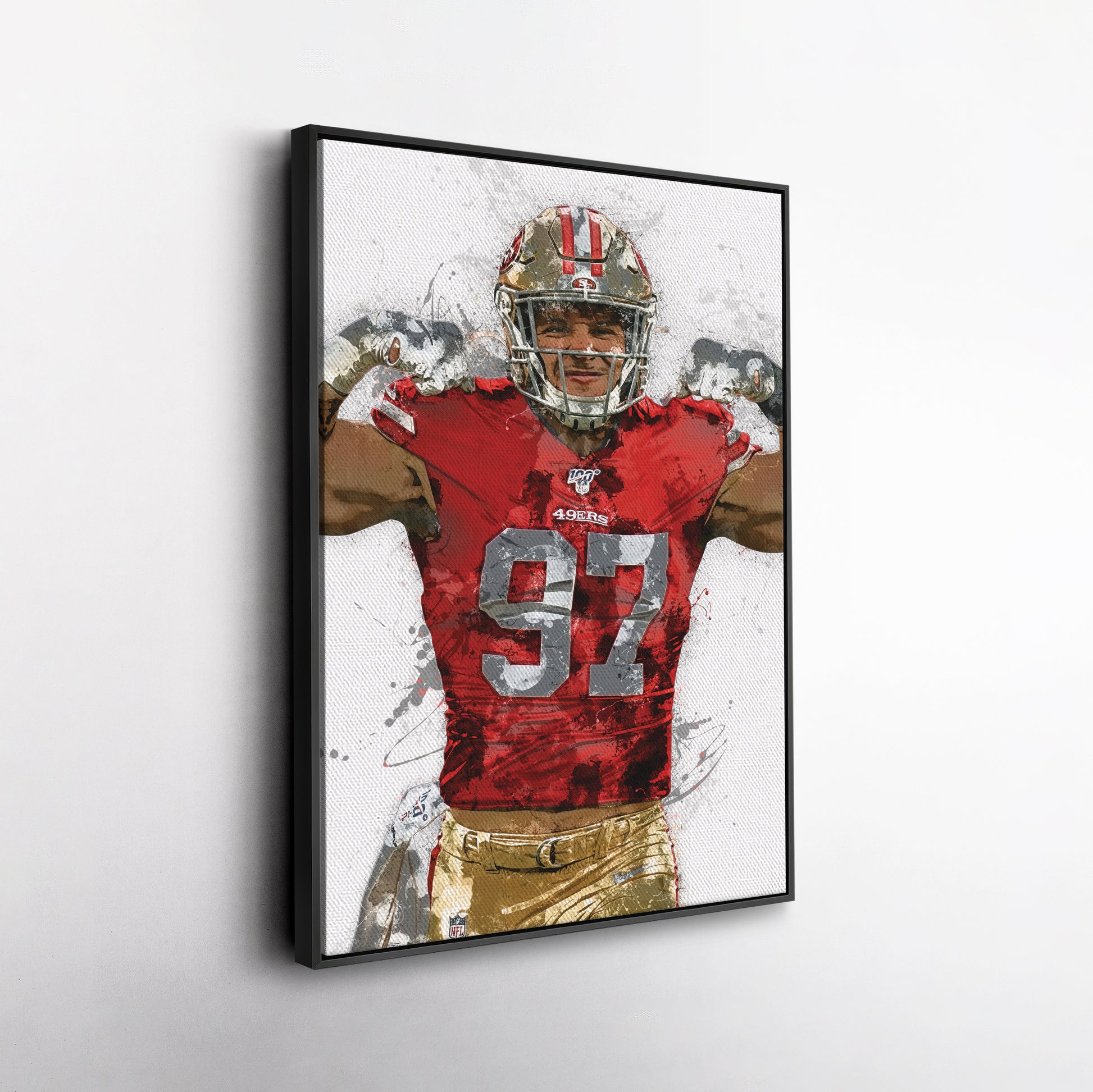 artist nick football helmet Nick Bosa Canvas Art – San Francisco 49ers Wall Decor – CanvasBlackArt