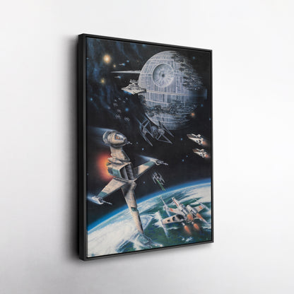 Death Star, Star Destroyer, Battle, TIE Interceptor Canvas Wall Art Decor - Star Wars Epic Art