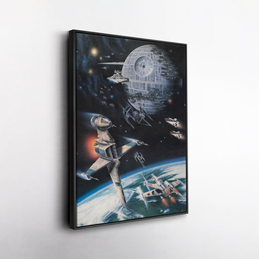 Death Star, Star Destroyer, Battle, TIE Interceptor Canvas Wall Art Decor - Star Wars Epic Art