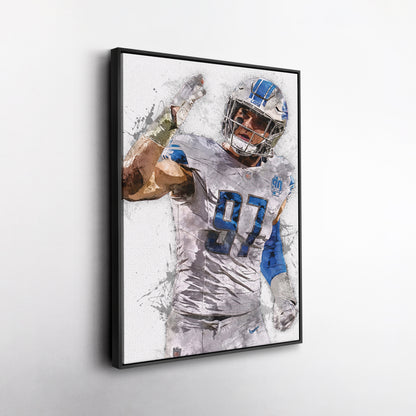 Aidan Hutchinson Canvas Art – Detroit Lions Wall Decor