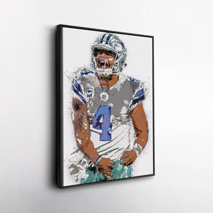 Dak Prescott Canvas Art – Dallas Cowboys Wall Decor