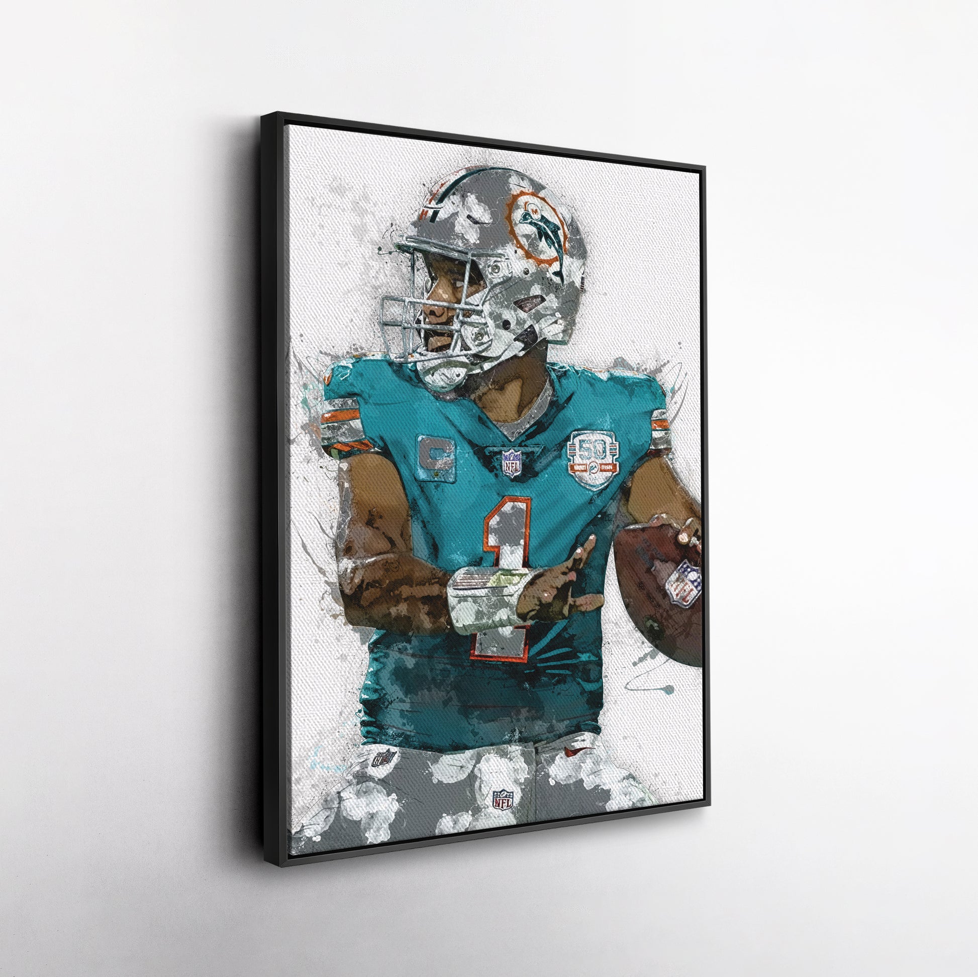 Tua Tagovailoa Canvas Art – Miami Dolphins Wall Decor