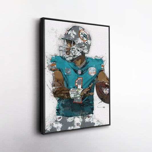 Tua Tagovailoa Canvas Art – Miami Dolphins Wall Decor