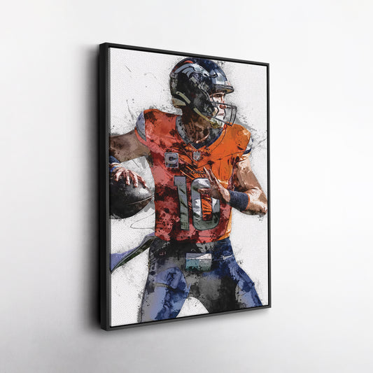Bo Nix Canvas Art – Denver Broncos Wall Decor