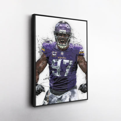Everson Griffen Canvas Art – Minnesota Vikings Wall Decor