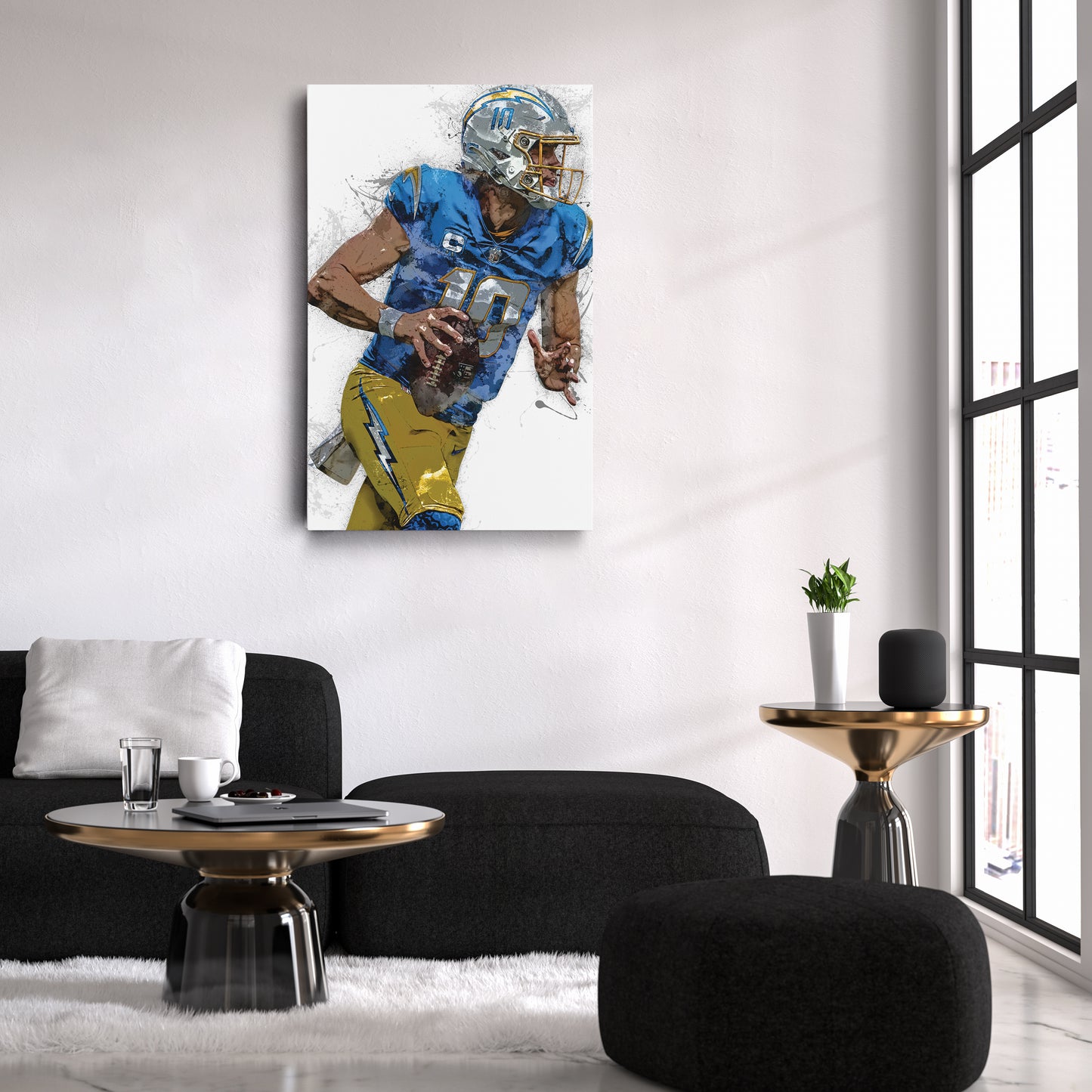 Justin Herbert Canvas Art – Los Angeles Chargers Wall Decor