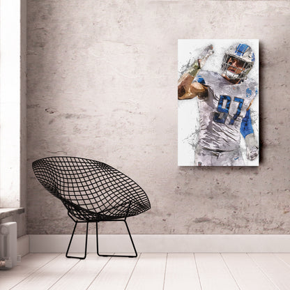 Aidan Hutchinson Canvas Art – Detroit Lions Wall Decor