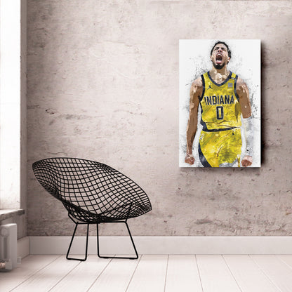 Tyrese Haliburton Canvas Art – Indiana Pacers Wall Decor