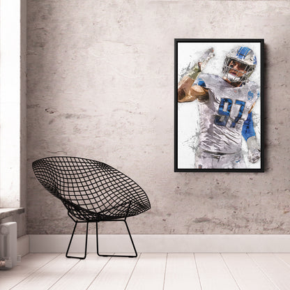 Aidan Hutchinson Canvas Art – Detroit Lions Wall Decor