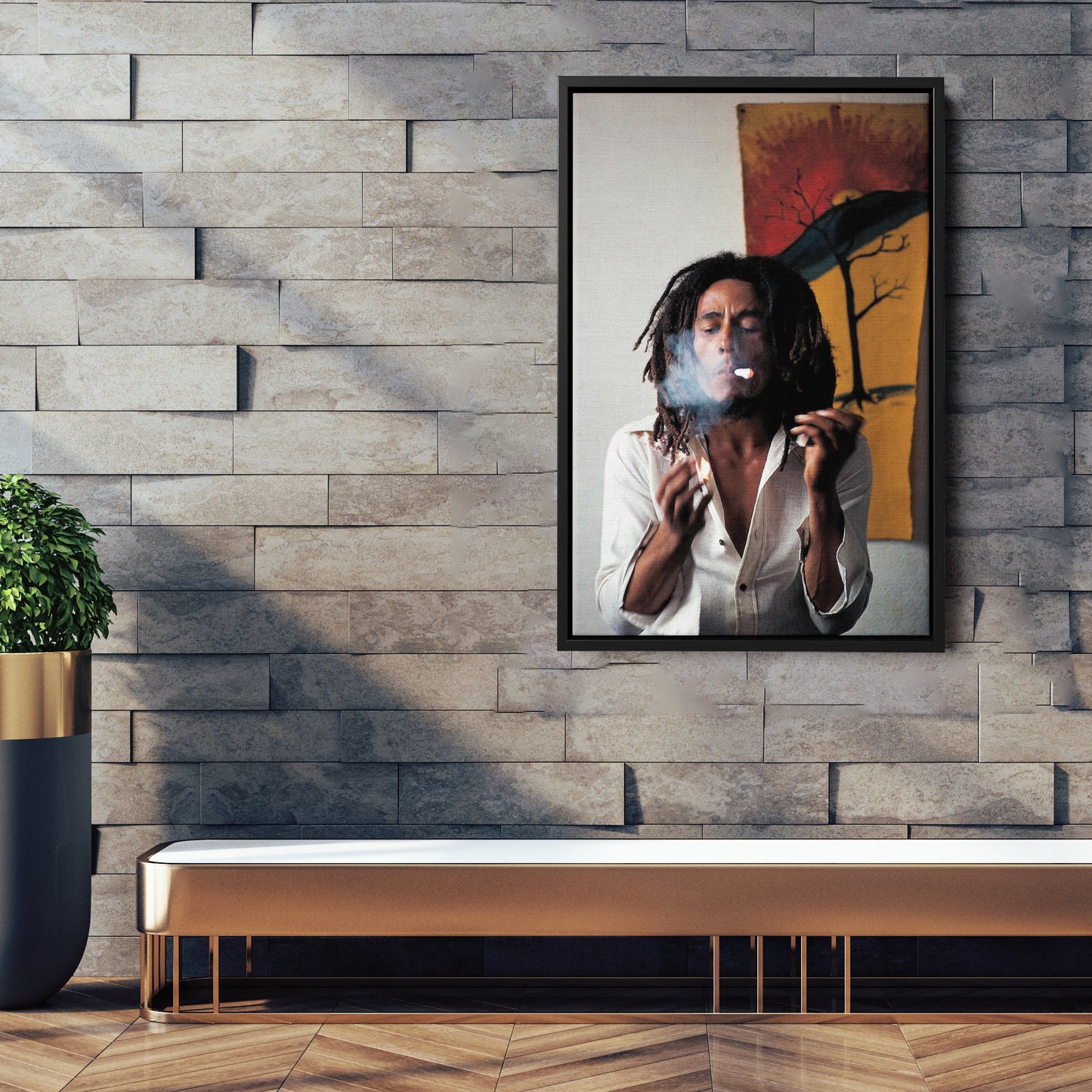 Bob Marley Smoking Canvas – Reggae Wall Art for Home Decor