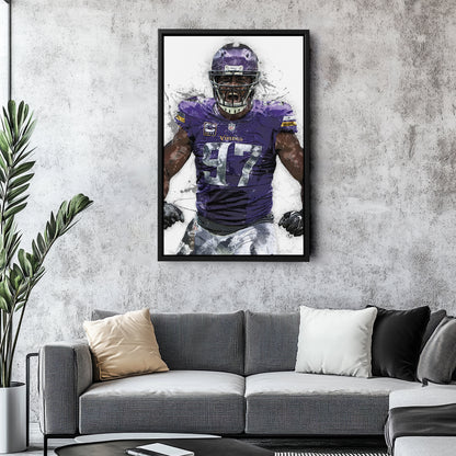 Everson Griffen Canvas Art – Minnesota Vikings Wall Decor