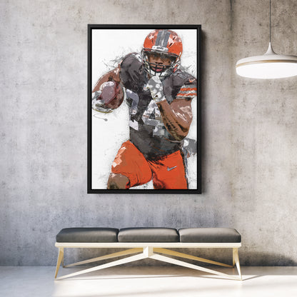 Nick Chubb Canvas Art – Cleveland Browns Wall Decor