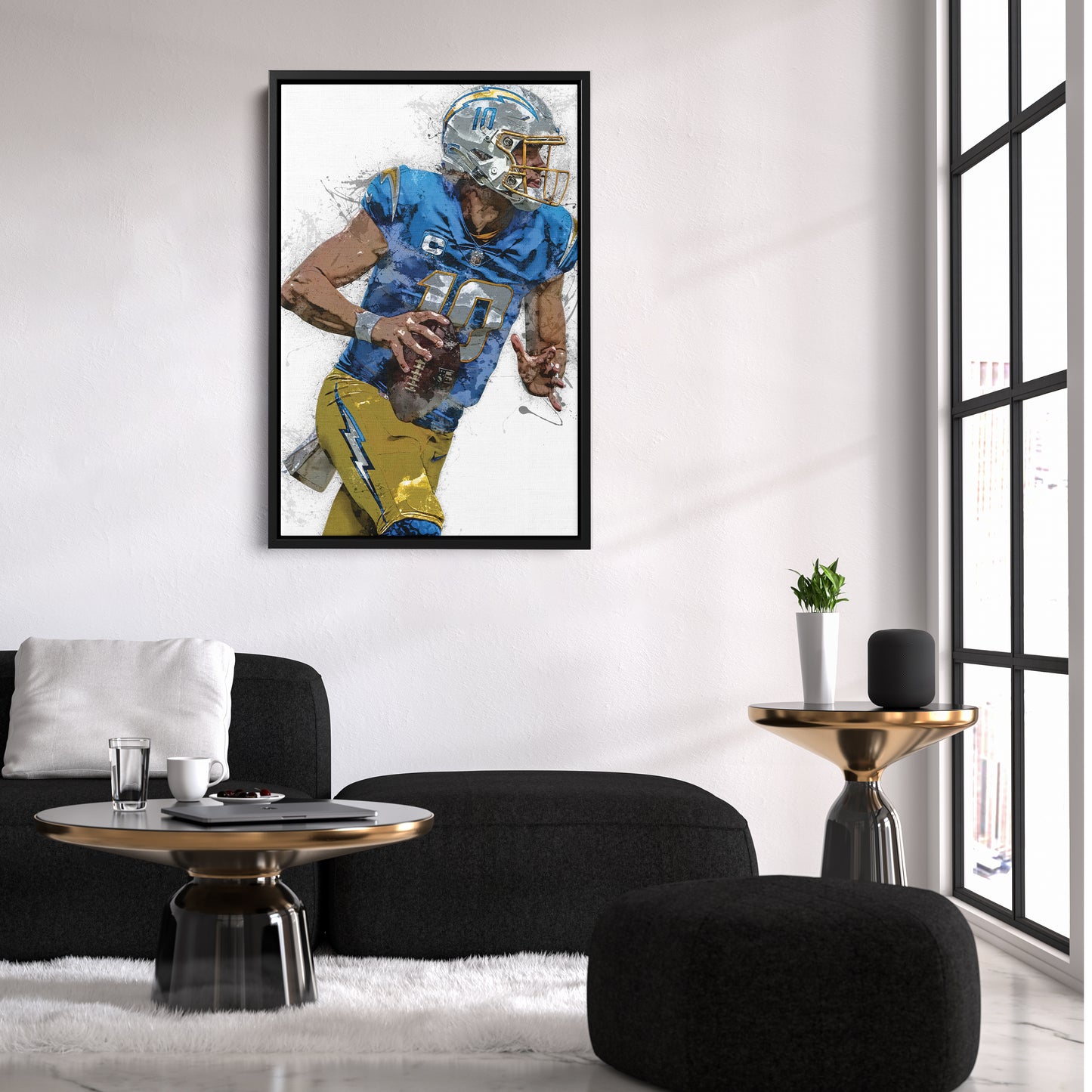 Justin Herbert Canvas Art – Los Angeles Chargers Wall Decor