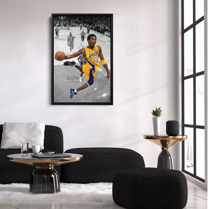 Kobe Bryant Lakers Dunking Canvas Wall Art Decor - NBA Slam Dunk Poster