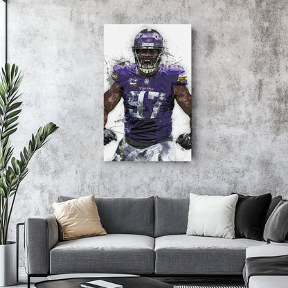 Everson Griffen Canvas Art – Minnesota Vikings Wall Decor
