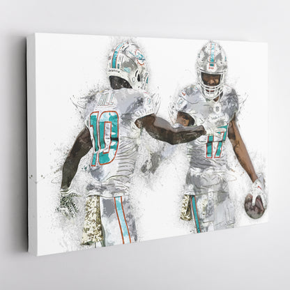 Tyreek Hill & Jaylen Waddle Canvas Art – Miami Dolphins Wall Decor