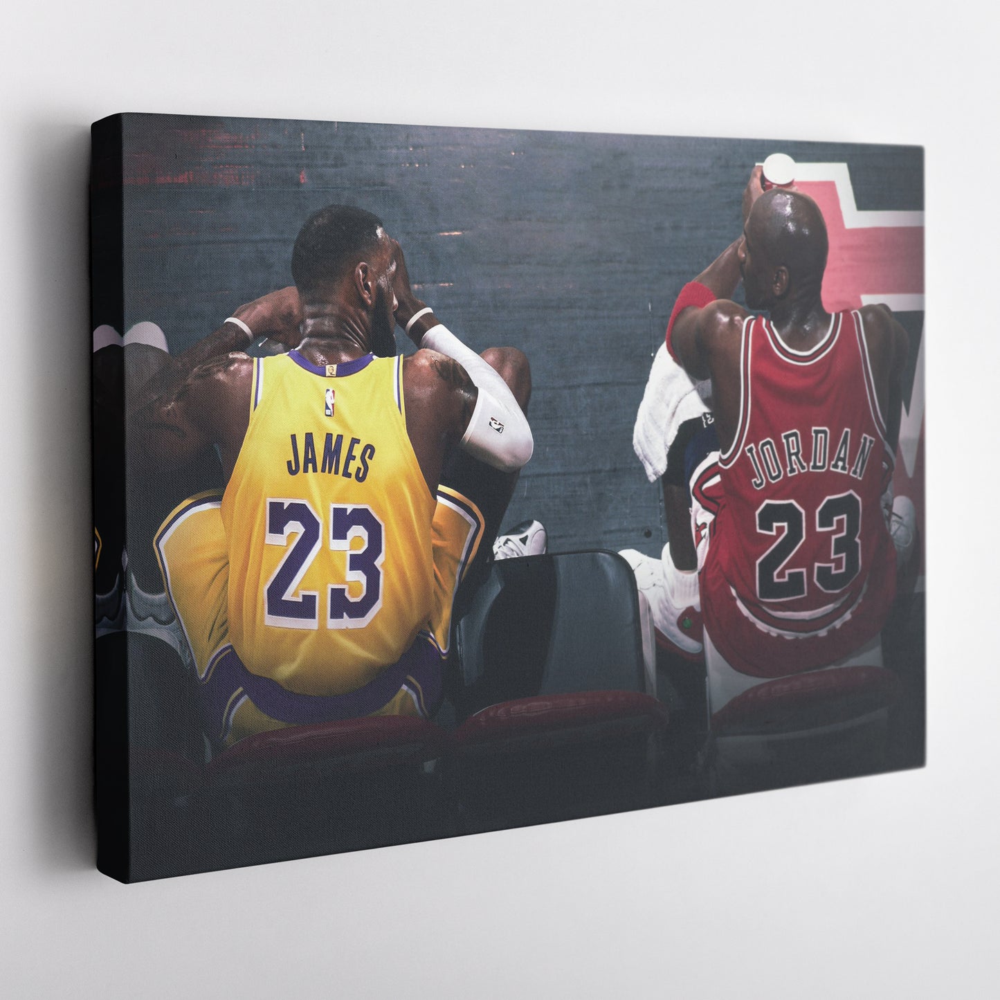 Michael Jordan & LeBron James Canvas – Lakers vs Bulls Wall Art