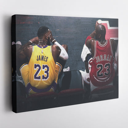 Michael Jordan & LeBron James Canvas – Lakers vs Bulls Wall Art