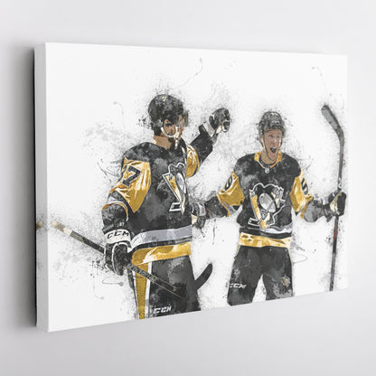 Sidney Crosby & Jake Guentzel Canvas Art – Pittsburgh Penguins Wall Decor