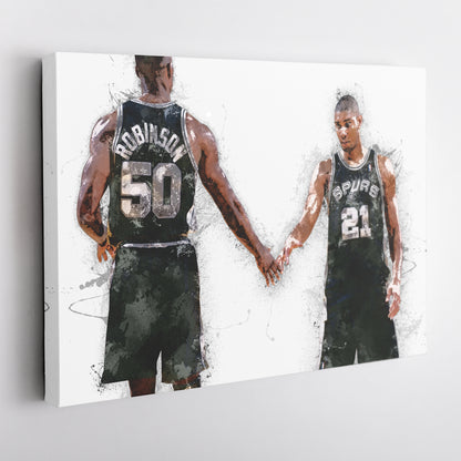 Tim Duncan & David Robinson Canvas Art – San Antonio Spurs Wall Decor