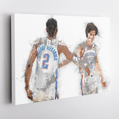 Shai Gilgeous-Alexander & Josh Giddey Canvas Art – Oklahoma City Thunder Wall Decor