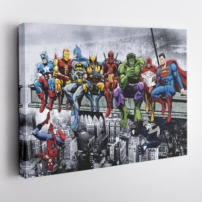 Superheroes Skyscraper Canvas – Marvel & DC Wall Art for Kids