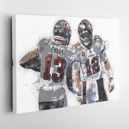 Mike Evans & Tom Brady Canvas Art – Tampa Bay Buccaneers Wall Decor