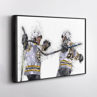 Brad Marchand & David Pastrnak Canvas Art – Boston Bruins Wall Decor