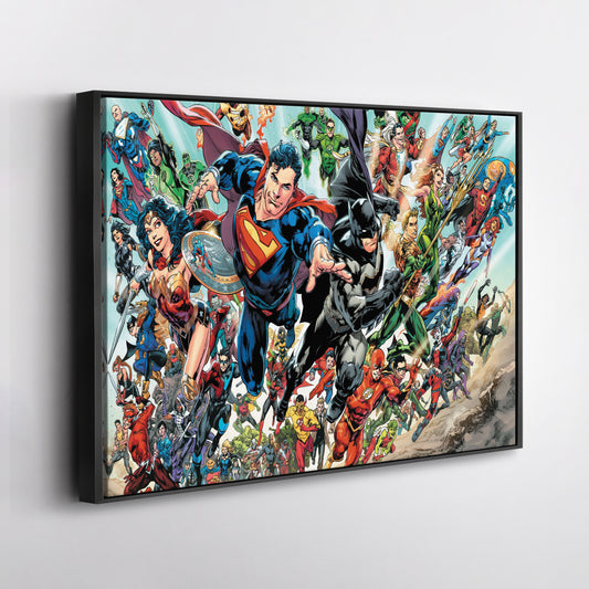 DC Superheroes Canvas Wall Art – Comics Print for Kids Room