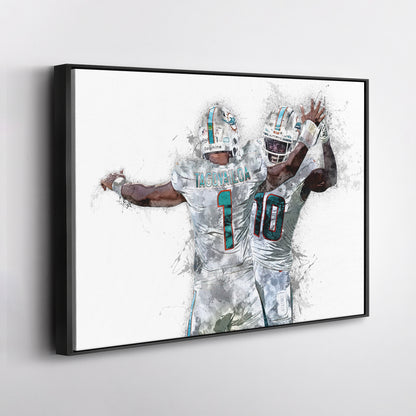 Tua Tagovailoa & Tyreek Hill Canvas Art – Miami Dolphins Wall Decor