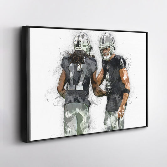 Derek Carr & Davante Adams Canvas Art – Las Vegas Raiders Wall Decor
