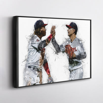 Jose Ramirez & Andres Gimenez Canvas Art – Cleveland Guardians Wall Decor