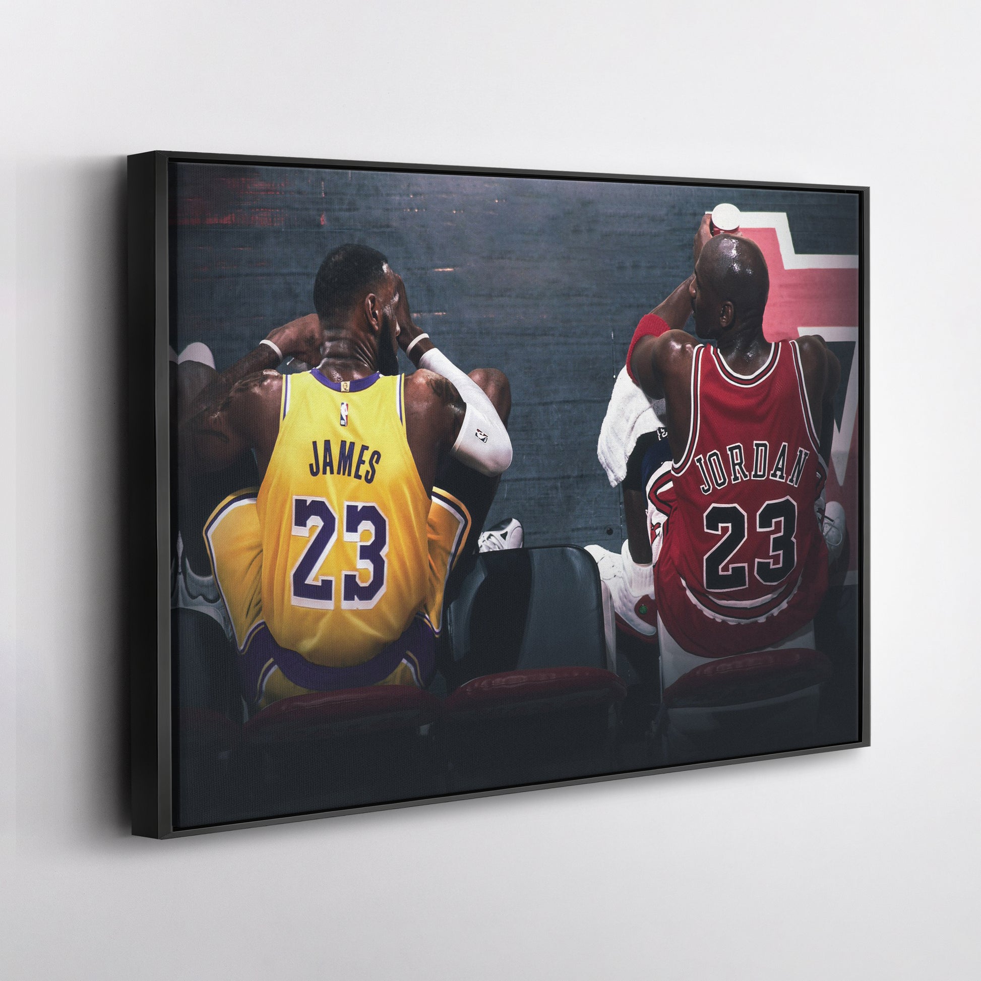 Michael Jordan & LeBron James Canvas – Lakers vs Bulls Wall Art