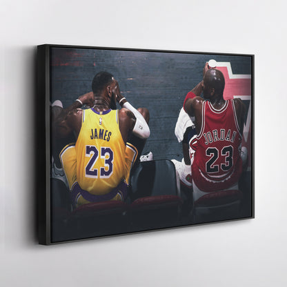 Michael Jordan & LeBron James Canvas – Lakers vs Bulls Wall Art