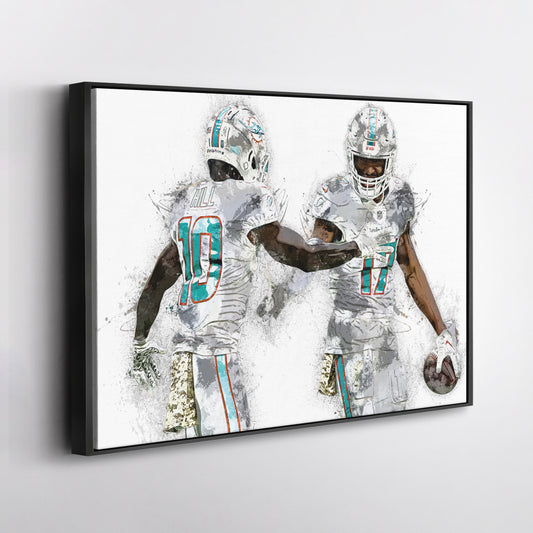 Tyreek Hill & Jaylen Waddle Canvas Art – Miami Dolphins Wall Decor