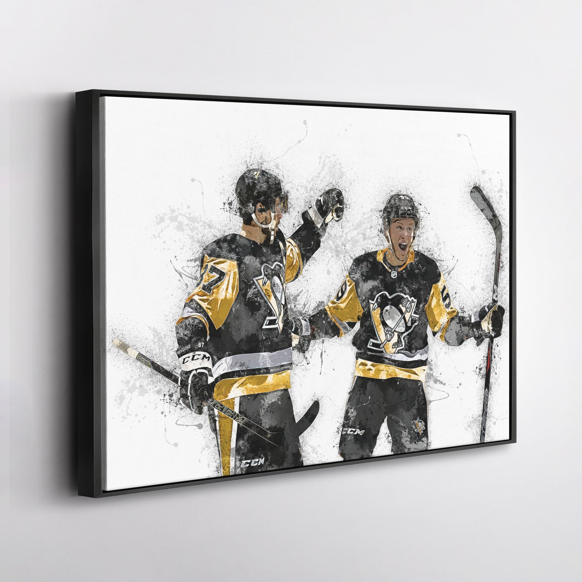 Sidney Crosby & Jake Guentzel Canvas Art – Pittsburgh Penguins Wall Decor