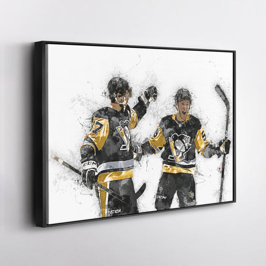 Sidney Crosby & Jake Guentzel Canvas Art – Pittsburgh Penguins Wall Decor