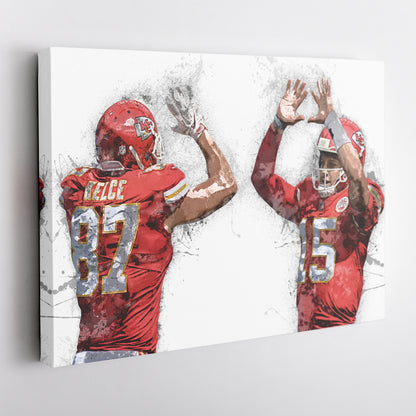 Patrick Mahomes & Travis Kelce Canvas Art – Kansas City Chiefs Wall Decor