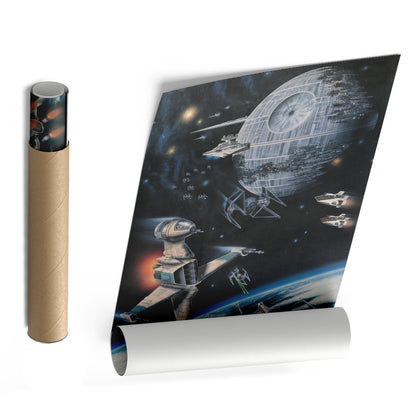 Death Star, Star Destroyer, Battle, TIE Interceptor Canvas Wall Art Decor - Star Wars Epic Art