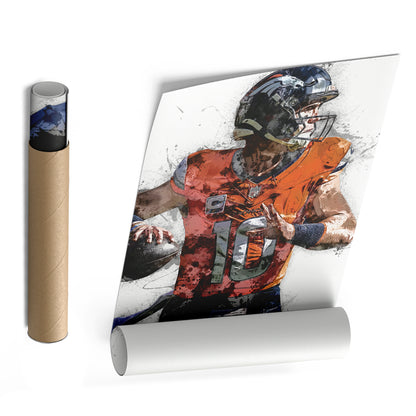 Bo Nix Canvas Art – Denver Broncos Wall Decor